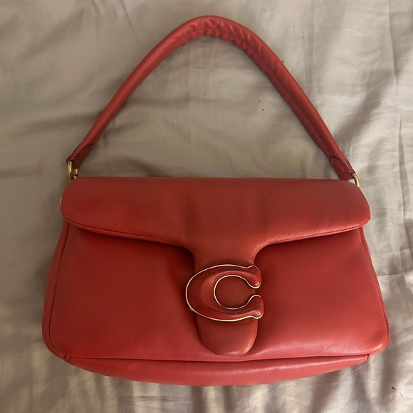 Coach Pillow Tabby Shoulder Bag 26, Red Apple, Leather, Small Purse, C Logo - Picture 3 of 13